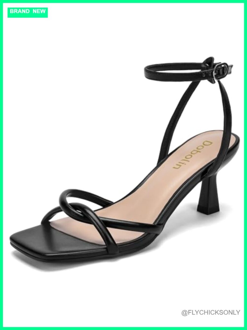 Wide Width Faux Leather Kitten Heel Sandals Square Toe Ankle Strap Dressy Party